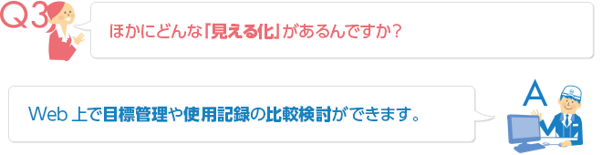 Web上で目標管理や使用記録の比較検討ができます。